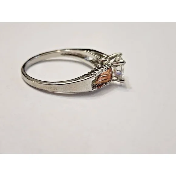 Cubic Zirconia CZ Gold Wings Silver Plated Ring Sz 9 - Picture 3 of 7